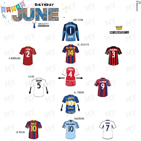 The Greatest XI: Born in June Print