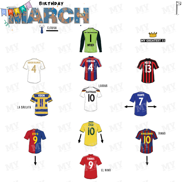 The Greatest XI: Born in March Print