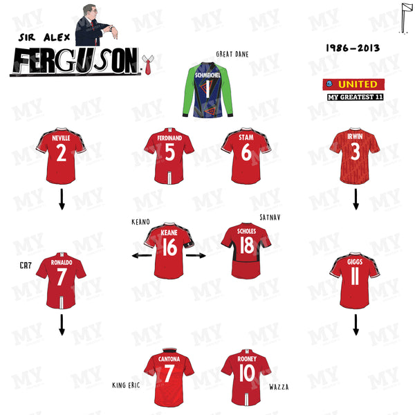 Sir Alex's Greatest Man Utd Team Print
