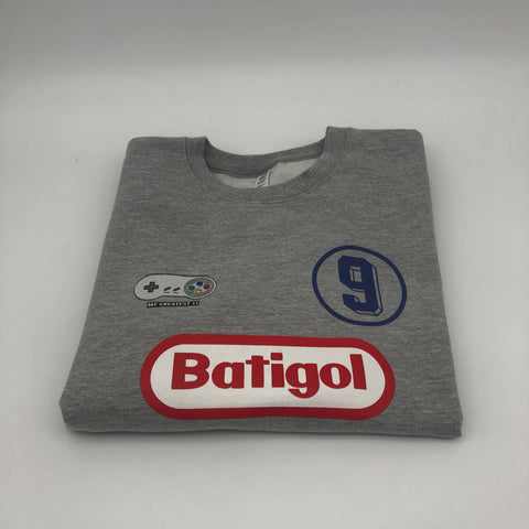 Heather grey sweatshirt Batistuta “Batigol” Fiorentina design inspired by 90's Fiorentina & Super Nintendo.