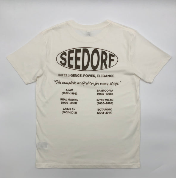 Off white Seedorf t shirt with brown back print and club history design