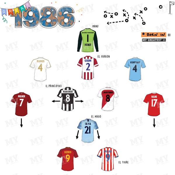 The Greatest Footballers Born in 1986 Team Print