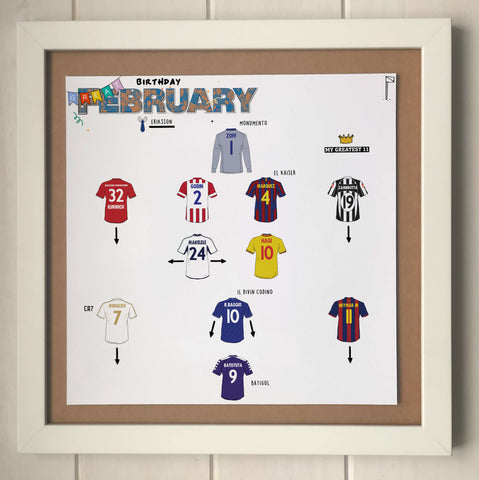 The Greatest Footballers Born in February Print