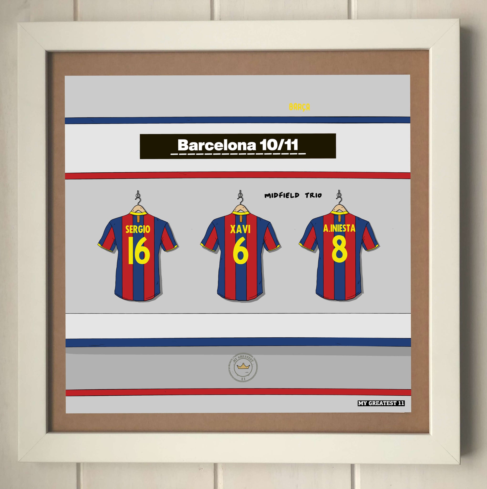 Barcelona 10/11 Midfield Trio Xavi, Busquets & Iniesta Print