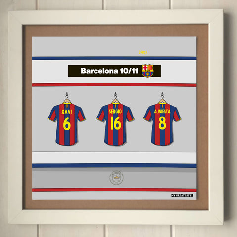 Barcelona 10/11 Midfield Trio Xavi, Busquets & Iniesta 