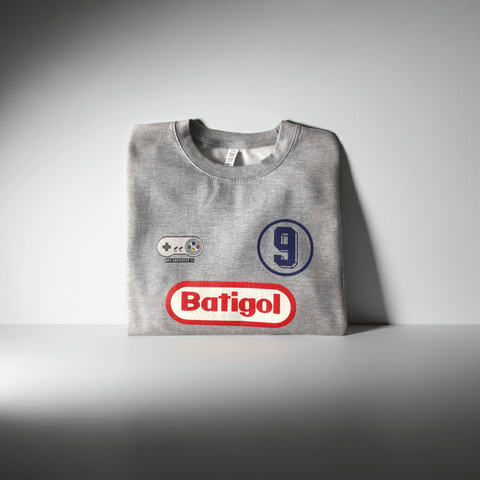 Heather grey sweatshirt Batistuta “Batigol” Fiorentina design inspired by 90's Fiorentina & Super Nintendo.