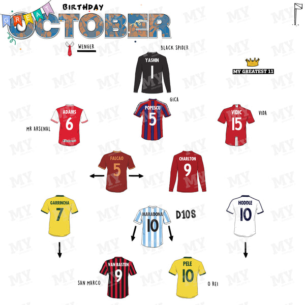 The Greatest Footballers Born in October Print